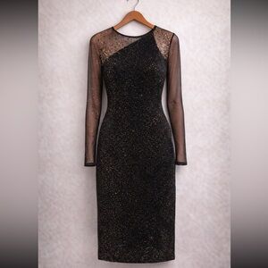 NEW⭐️ Calvin Klein Black Glitter Long Sleeve Dress size 6